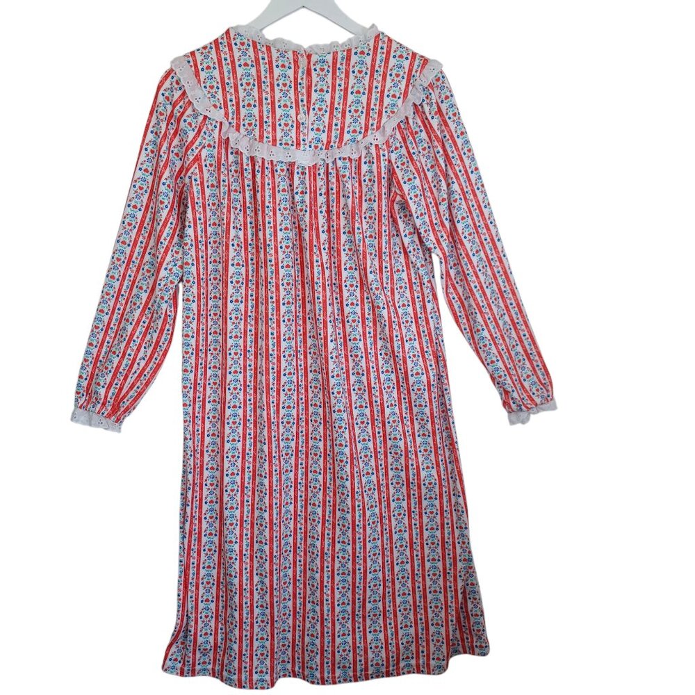 Lanz of Salzburg Girls Nightgown Tyrolean Red Heart Floral Size X Large 14/16 - Picture 9 of 11